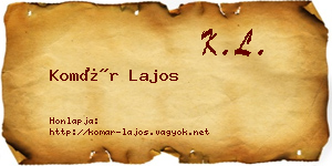 Komár Lajos névjegykártya